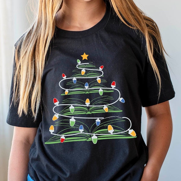 Christmas Book Tree Shirt, Christmas Shirt For Books Lovers, Christmas Tree Teacher Shirt, Book Tree Tshirt, Funny Book Lover Shirt