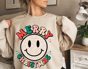 Christmas Pullover Knitted Sweater Christmas Smiley Face Halloween Sweater main image 0