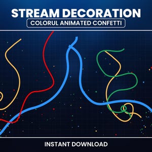 Animated Confetti Stream Decoration, Confetti Overlay, Colorful Confetti Twitch Overlay, Carnival, New Year, Party, Confetti Celebration