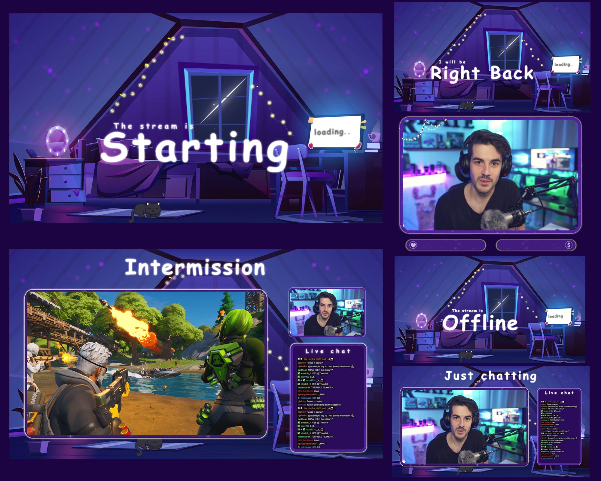 Twitch Animated Overlay Cozy Gaming Room, Cute Animated  Stream Overlays, Lofi Overlay Twitch