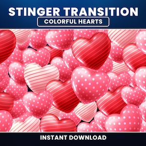Twitch Stinger Transition, Hearts Transition, Animated Stream Transition, Hearts Stream Transition, Cute Stream Stinger, Valentine Twitch