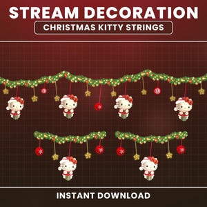 Animated Christmas Cat Twitch Overlay, Cat Stream Overlay, Stream Decoration Christmas Lights, Meowy Christmas, Cute Cat, Twinkling Stars
