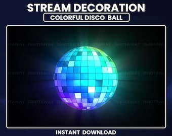 Animated Disco Ball Stream Decoration, Dance party, Events, Celebrate Party, Colorful Disco Ball Glowing Twitch Overlay, Twitch Add on