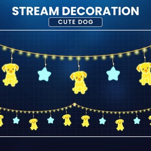 Animated Cute Dog Twitch Overlay, Dog Stream Overlay, Cute Dog Overlay, Stream Decoration Lights