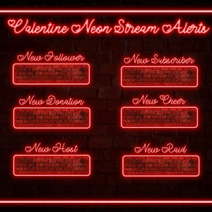 Twitch Alerts Animated, Cute Stream Alerts, Hearts Animated Twitch Alerts, Cute Alerts Twitch, Neon Twitch Alerts, Valentine Twitch Overlay