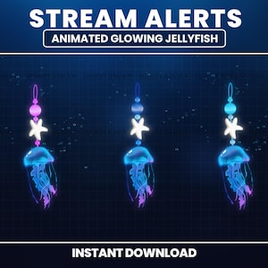 Twitch Animated Stream Alerts, Cute JellyFish Twitch Alerts, Jellyfish Stream Alerts, Cute Alert Twitch, Underwater, Sea, Ocean