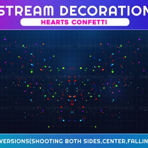 Animated Hearts Confetti Stream Decoration, Valentine Twitch Overlay, Celebrate Party, Colorful Falling Confetti Twitch Overlay