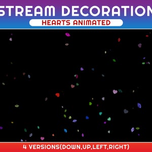 Animated Colorful Heart Stream Decoration, Hearts Twitch Overlay, Cute Valentine Falling Heart Overlay