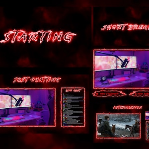 Horror Twitch Animated Overlay, Red & Black Stream Overlay, Spooky Overlay Twitch