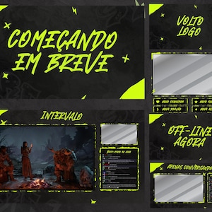 Black Animated Twitch Overlay, Simple Stream Overlay Twitch, Graffiti Theme Overlays, Animated Webcam Overlay, Twitch Screens, Portugese
