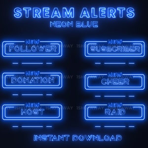 Twitch Animated Stream Alerts Neon, Blue Animated Twitch Alerts, Neon Stream Alerts, Cute Alerts Twitch, Simple Twitch Alerts