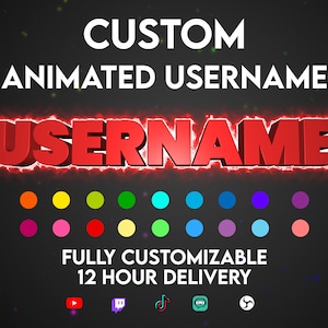 Twitch Overlay Custom Animated Username, Neon Custom Stream Name, Name Overlay Twitch, TIK TOK, Youtube - Fire, Electric, Glow Effect