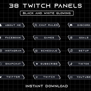 Black Twitch Panels, Minimalistic Stream Panels, Glowing Panels Twitch, Black Stream Panels, Dark Theme, Clean, Glowing