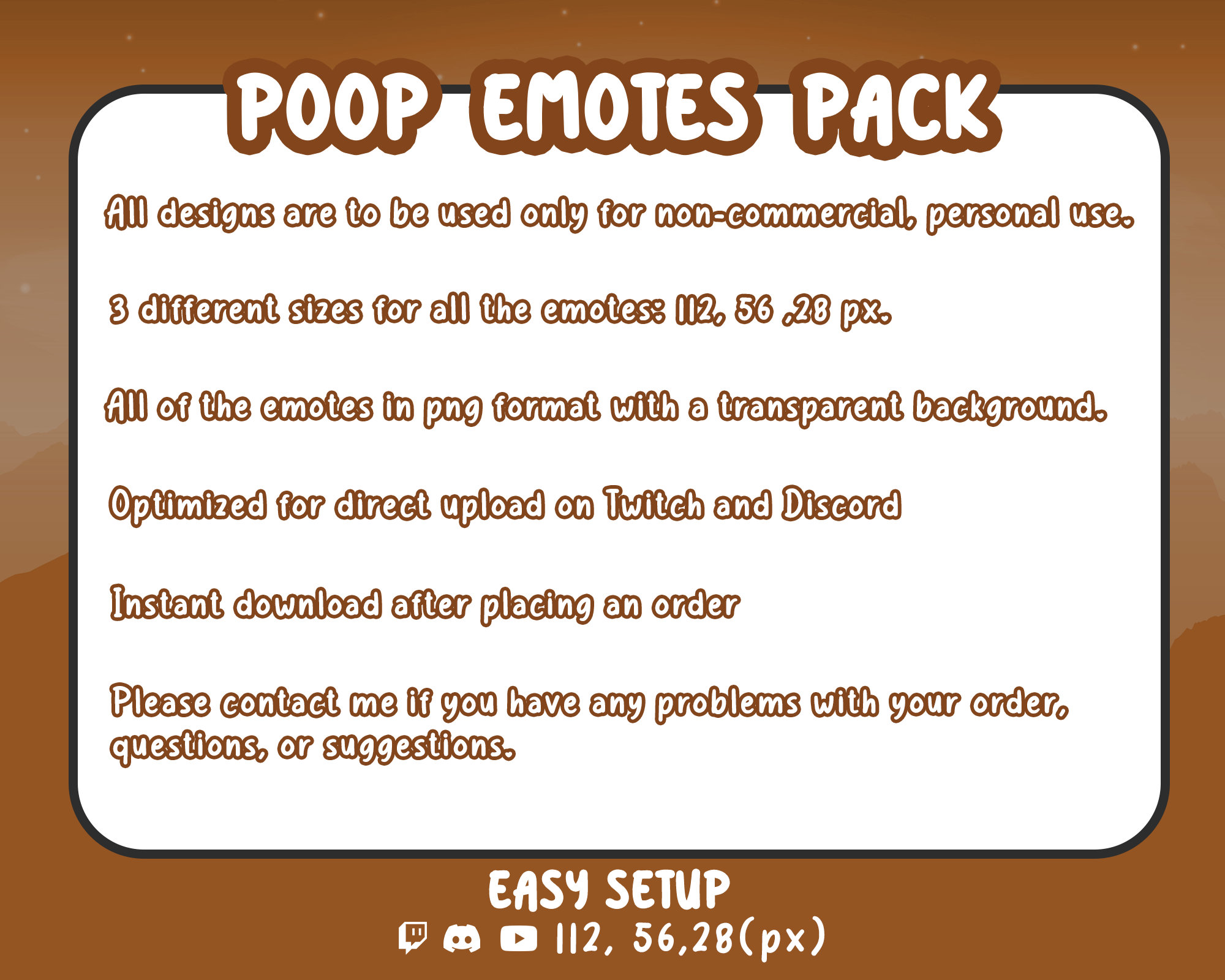 Poop Emotes Pack Twitch Streamer Emotes Poop Stream Emote Etsy