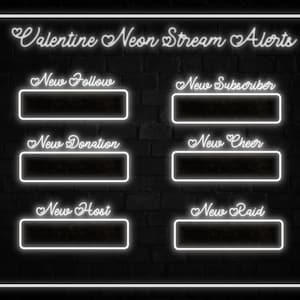 Twitch Alerts Animated, Cute Stream Alerts, Hearts Animated Twitch Alerts, Cute Alerts Twitch, Neon Twitch Alerts, Valentine Twitch Overlay