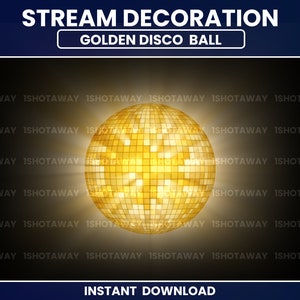 Animated Disco Ball Stream Decoration, Golden Disco Ball Glowing Twitch Overlay, Twitch Add on