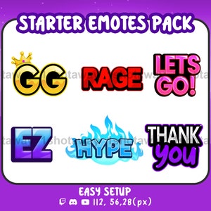Twitch Text Emotes | 6 Emotes | Starter Pack | Twitch, Discord, Youtube