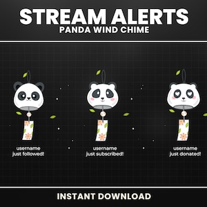 Twitch Animated Stream Alerts, Cute Panda Twitch Alerts, Panda Stream Alerts, Cute Alerts Twitch, Simple Twitch Alerts, Wind Chime