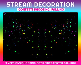 Animated Confetti Stream Decoration, Happy Birthday Party, Celebrate Party, Colorful Falling Confetti Twitch Overlay, Twitch Add on