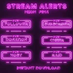 Avvisi di streaming animati di Twitch Neon, Avvisi di Twitch animati rosa, Avvisi di streaming di Neon, Avvisi carini Twitch, Avvisi di Twitch semplici