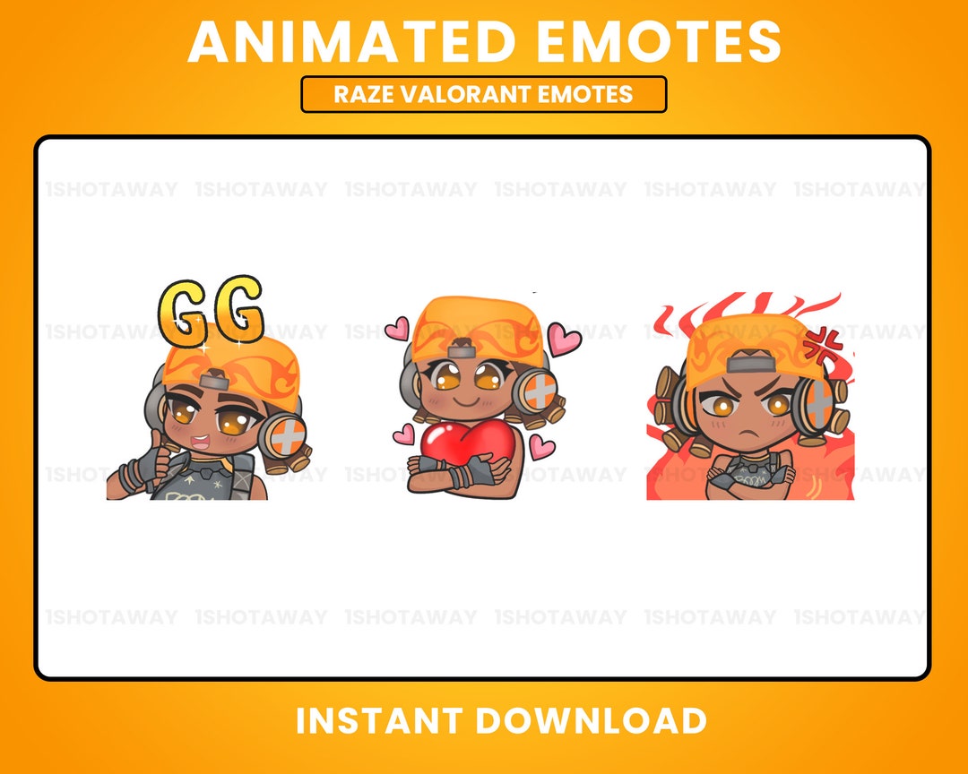 Raze Valorant Animated Emotes, GG Emote, Twitch Animated Emotes, Rage ...