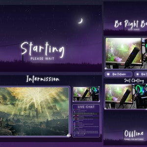 Superposición animada de Twitch, paquete de superposición de transmisión Lofi, paquete de Twitch púrpura estético, pantallas lindas de Twitch, paquete animado de transmisión, lluvia, acogedor