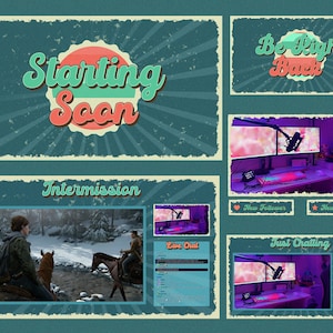 Retro Vintage Animated  Stream Overlay, Retro Twitch Overlay, Minimalistic Stream Overlay Package