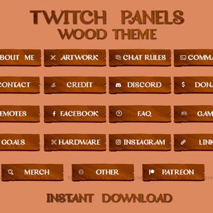 Twitch Stream Panels, Clean Minimalistic Panels, Simple Stream Panels, Wooden Stream Panels, Twitch Panel