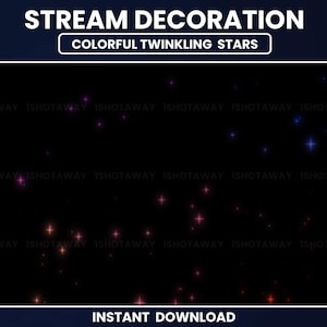Decoración de transmisión animada con estrellas centelleantes de colores / Superposición de Twitch con destellos de colores / Partículas de galaxia brillante / Decoración de Twitch