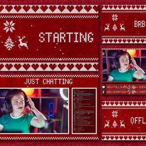 Christmas Twitch Overlays, Xmas Twitch Animated Overlay, Christmas Stream Pack, Twitch Overlay Christmas, Cute, Hearts, Jumper