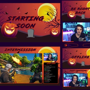 Twitch Halloween Animated Overlay,  Spooky Stream Overlay Animated, Pumpkin Stream Pack, Aesthetic Cozy Spooky Orange Halloween Overlays