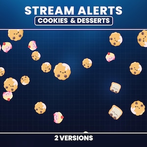 Cookies Twitch Alerts, Desserts Animated Stream Alerts, Cute Animated Alerts, Baking Alert Twitch, Cute Cookie, Dessert, Vtuber Assets
