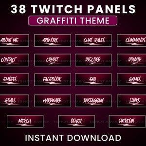 Simple Twitch Panels, Graffiti Panels Twitch, Twitch About Panels, Aesthetic Panels Twitch, Black Twitch Panels, Twitch Panels Pink