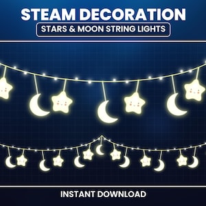 Animated Stars Moon Stream Decoration, Stars Stream Overlay, Cute Twitch Overlay,Vtuber Decoration Overlay, Christmas, Moon, Twinkling Stars