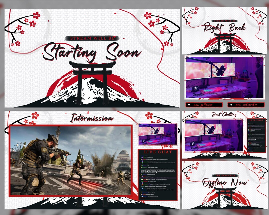 Japan Animated Twitch Overlay, Tori Gate Stream Overlay, Stream Overlay ...