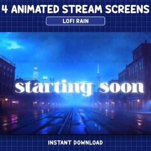 Lofi Rain Twitch Overlays, Animated Lofi Twitch Screens, Rain Stream Screens, Twitch Overlay Lofi, Rain Twitch Overlay, Radio, Cozy, Cute