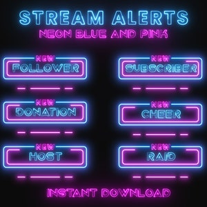 Avvisi di streaming animati di Twitch Avvisi di Twitch animati al neon, rosa e blu, Avvisi di streaming al neon, Avvisi carini Twitch, Avvisi di Twitch semplici