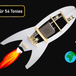 Rocket shelf for Tonie figures and Toniebox, storage for 54 Tonies