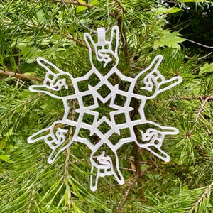 Rock On Christmas Ornament, Heavy Metal Christmas, Rock Hand Sign, Gifts for Metalheads, Snowflake Ornament, Gifts for Music Lovers