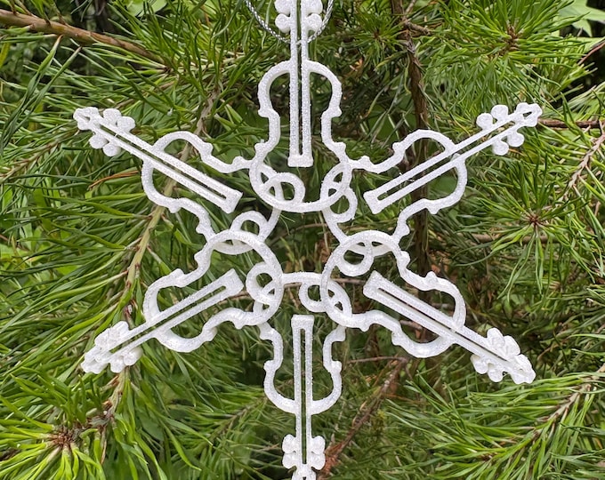 Featured listing image: Violin Ornament Snowflake, Violin Christmas Ornament, Gifts for Orchestra, Symphony, Violin Teachers, Music Teachers