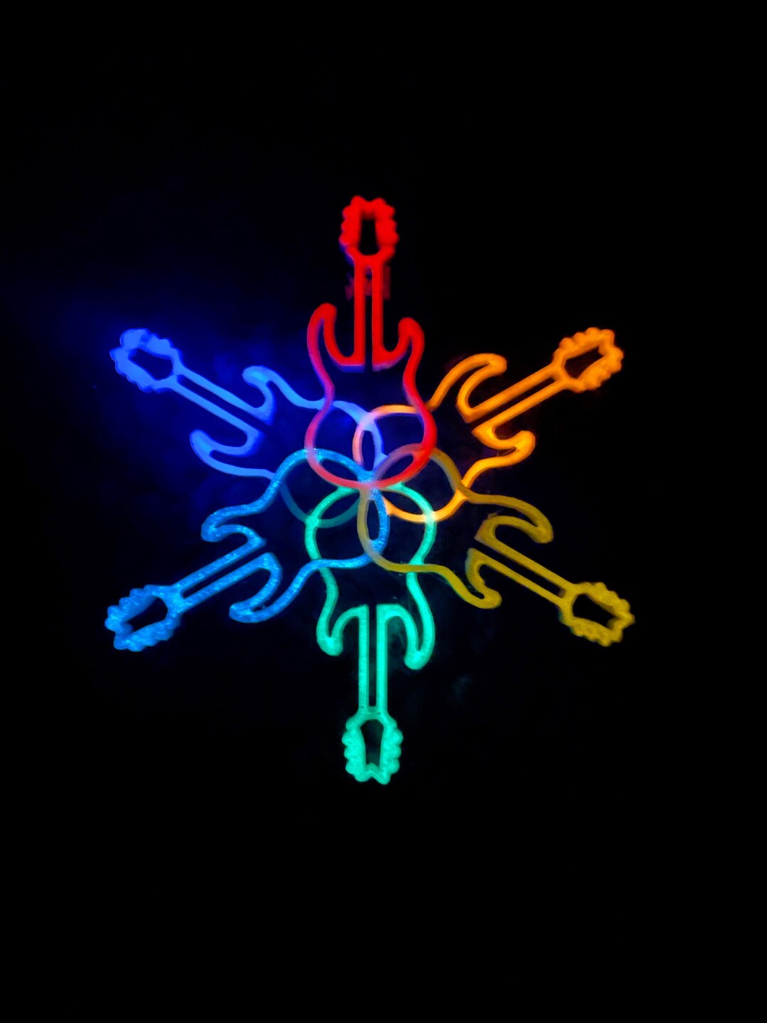 Rainbow Glow-in-the-dark Electric Guitar Snowflake Ornament, Gifts for ...