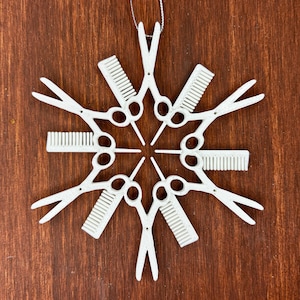 Friseur Ornament, Schneeflocke mit Haar-Styling-Werkzeugen, Friseur Ornament, Geschenke für Friseure, Barber Geschenke