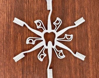 Dental Hygienist Snowflake Ornament: Tooth & Brush Christmas Tree Decor
