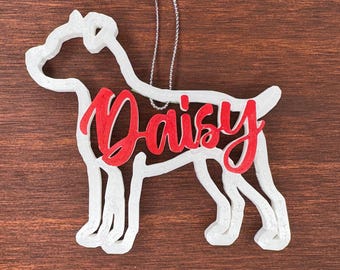 Personalized Pitbull Ornament: Custom Pet Name Keepsake, Pitbull ornament, dog breed gifts