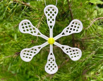 Adorno de copo de nieve de lacrosse, adorno navideño de lacrosse, regalos para jugadores de lacrosse, regalos de lacrosse, Navidad en julio