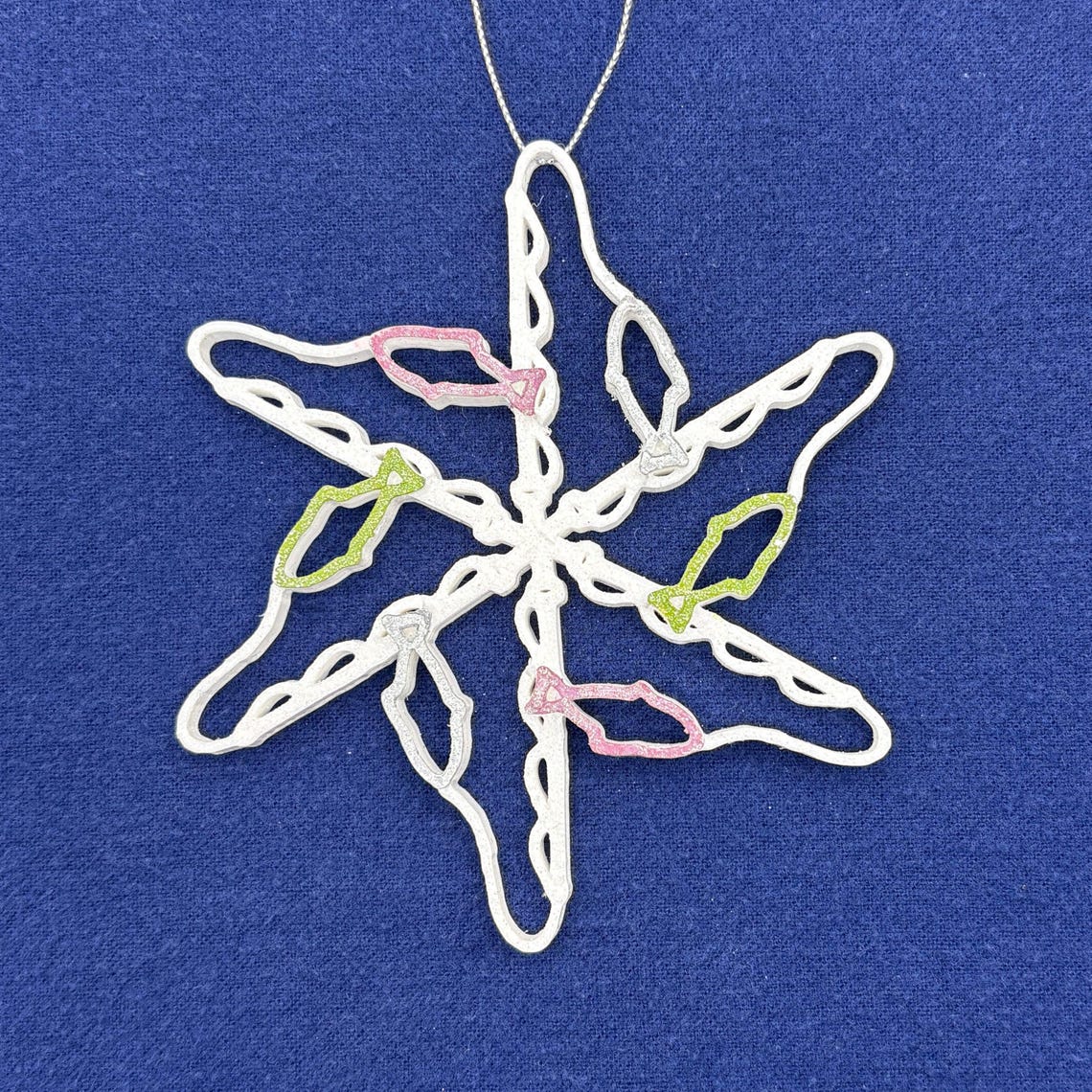 Fishing Ornament, Fishing Rod With Caught Fish Snowflake Christmas ...