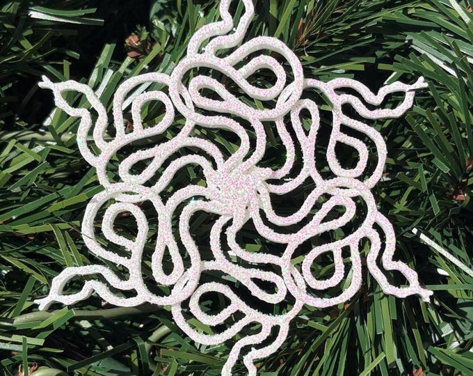 Featured listing image: Snake Ornament: Snake Snowflake Christmas Tree Decoration