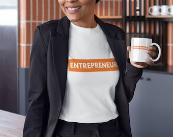 Orange Entrepreneur Business Owner Fitted Women's Tee | Black Shirt White Text | The Boyfriend Tee