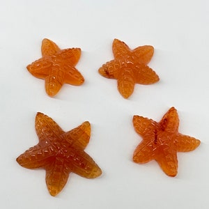 Carnelian Gemstone Star Fish Handmade Carving | Carnelian Carving | Gemstone Carving | Carnelian Star Fish Carving Pendant | Gifts