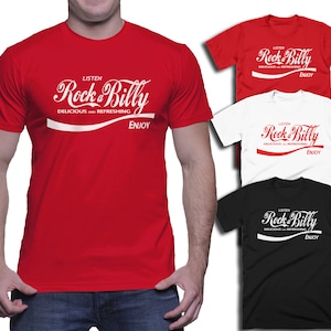 Listen Rockabilly Drink Logo  Men T-shirt - Size S - 5XL More Colour